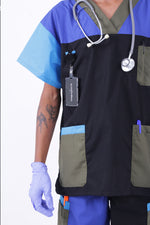 SCRUBS TOP - BLUE BLOCKS