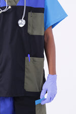 SCRUBS TOP - BLUE BLOCKS