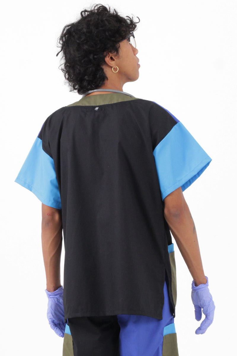 SCRUBS TOP - BLUE BLOCKS