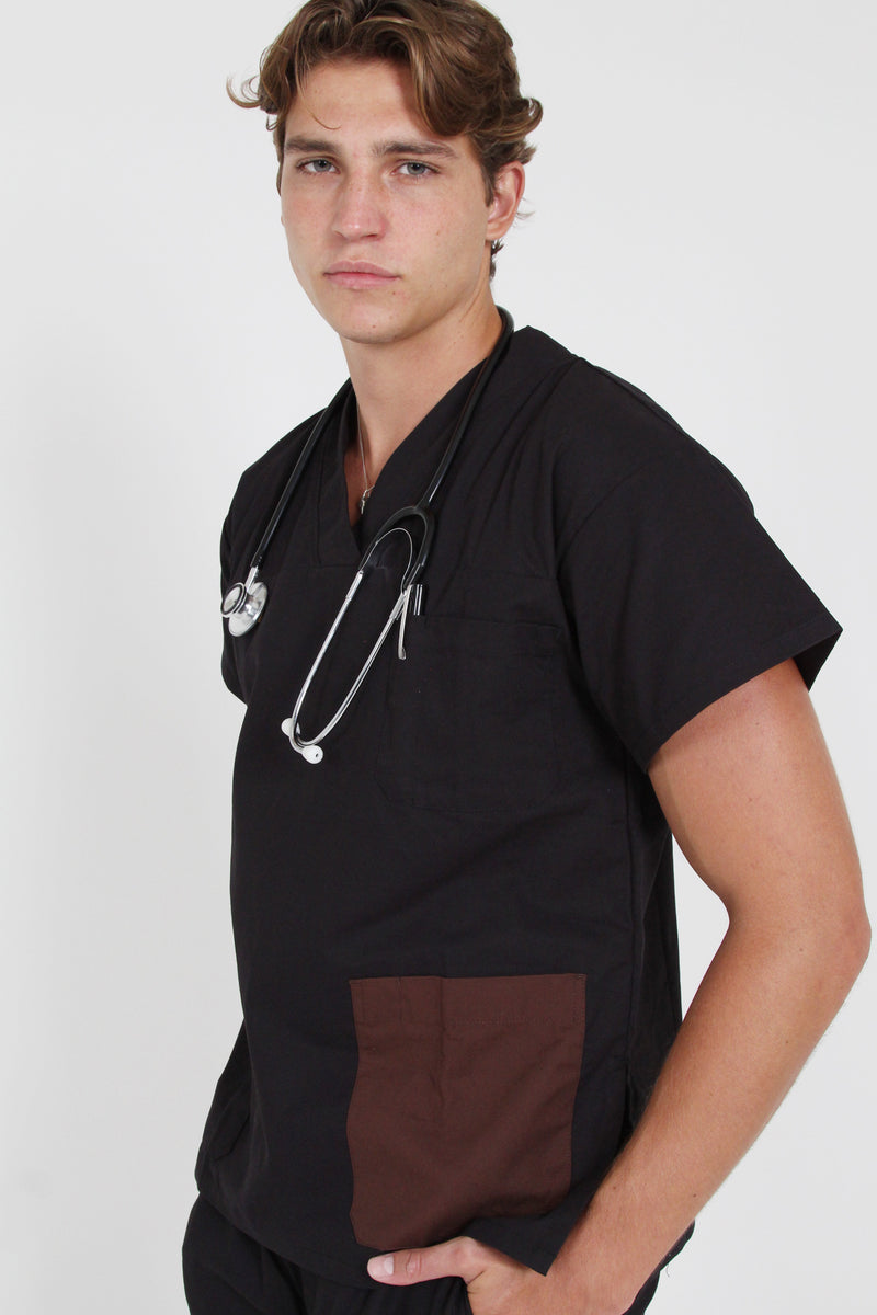 SCRUBS TOP - BLACK