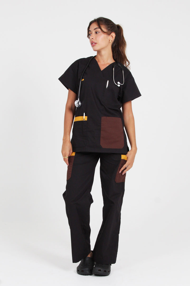 SCRUBS TOP - BLACK