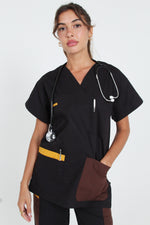 SCRUBS TOP - BLACK